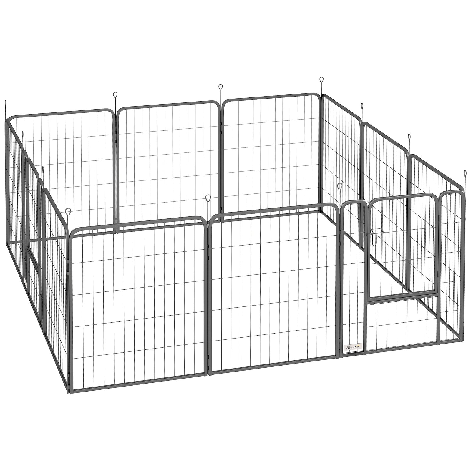 12-Panel Solid Dog Playpen with Doors, for Medium Dogs, 80cm High, Black