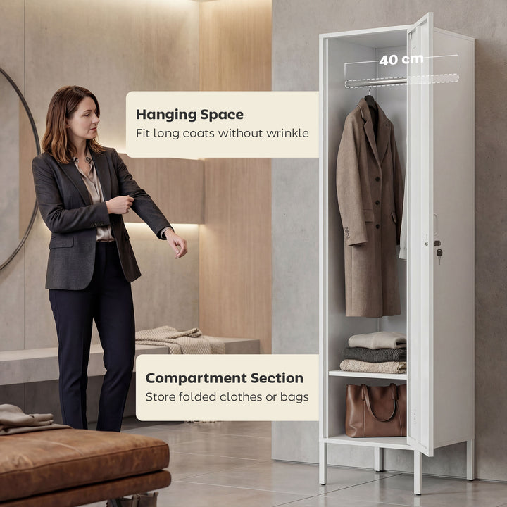 Metal Locker Cabinet with Hanging Rod, Lock and Key, Single Locker - view 5