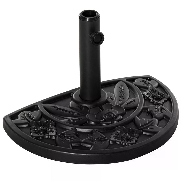 Outsunny Half Round Parasol Base Weighted Umbrella Holder Stand Balcony Black | Aosom UK