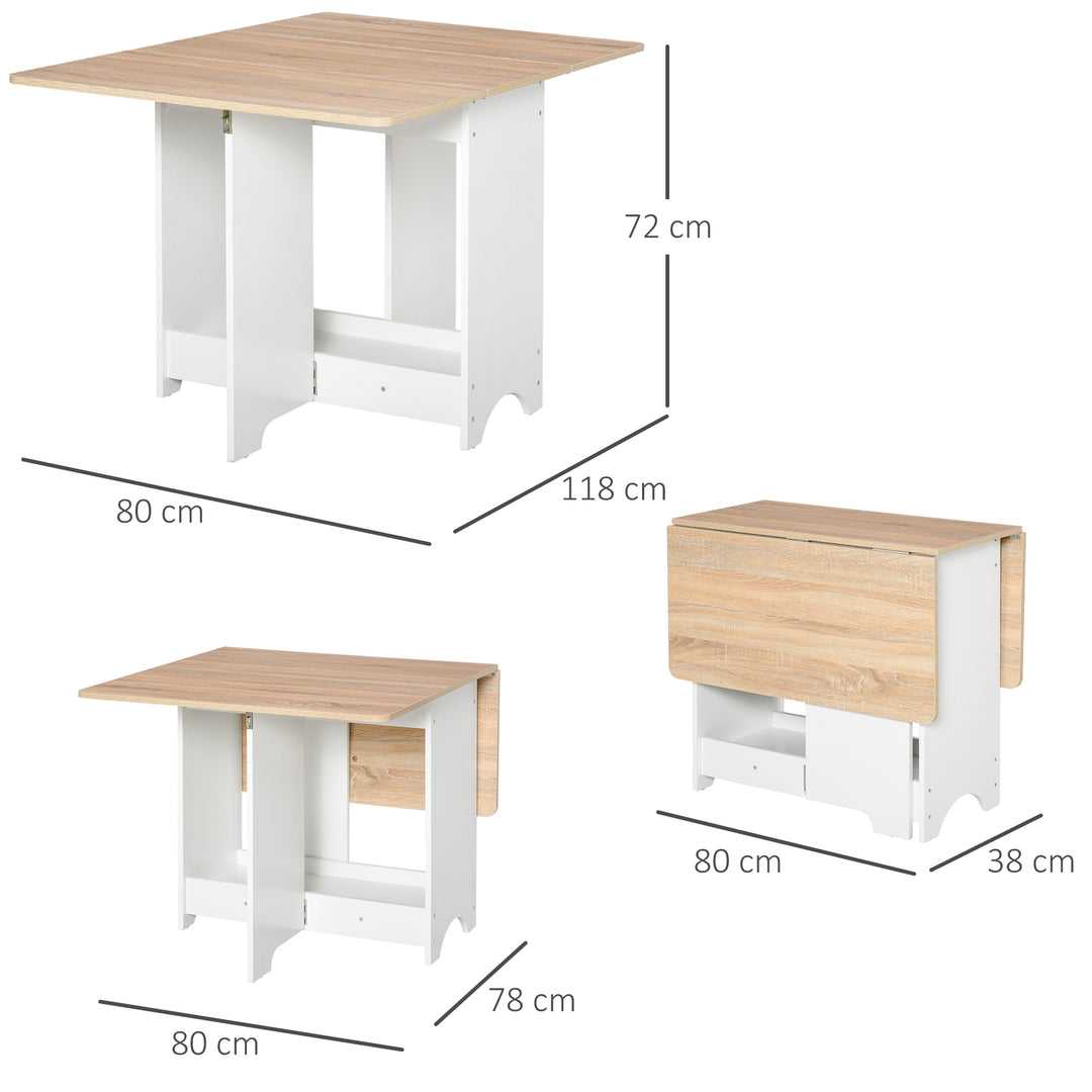 HOMCOM Foldable Dining Table Drop-Leaf Folding Desk Side Console with Storage Shelf for Kitchen,Dining Room | Aosom UK