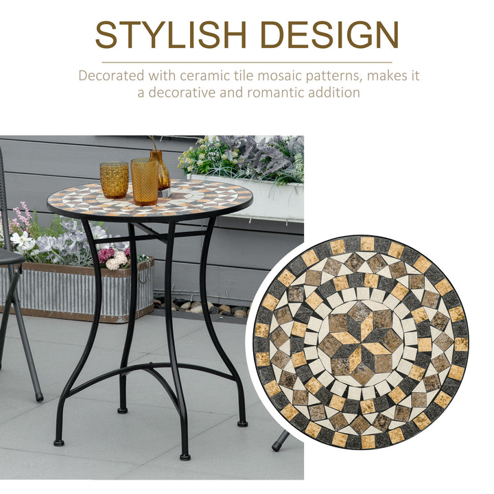 Φ60cm Mosaic Outdoor Patio Table - Grey