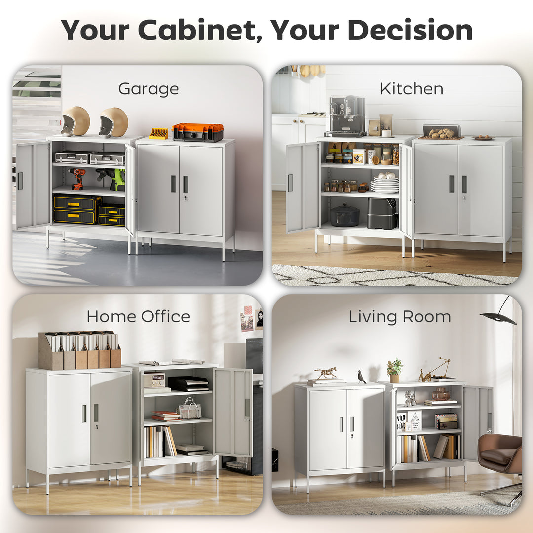 Metal Storage Cabinet with Lock and Adjustable Shelves
