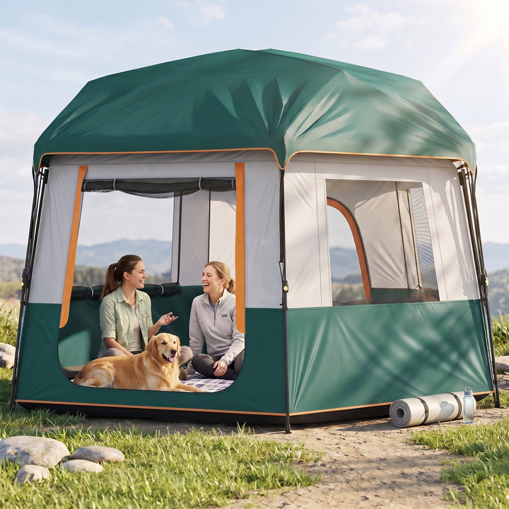 Cabin Tent Easy Setup 3000mm Waterproof Camping Tent 4 Person with Car
