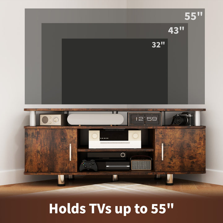 TV Unit Cabinet for TVs up to 55 Inches with Storage Shelves and Cupboard, Entertainment Centre for Living Room, Rustic Brown