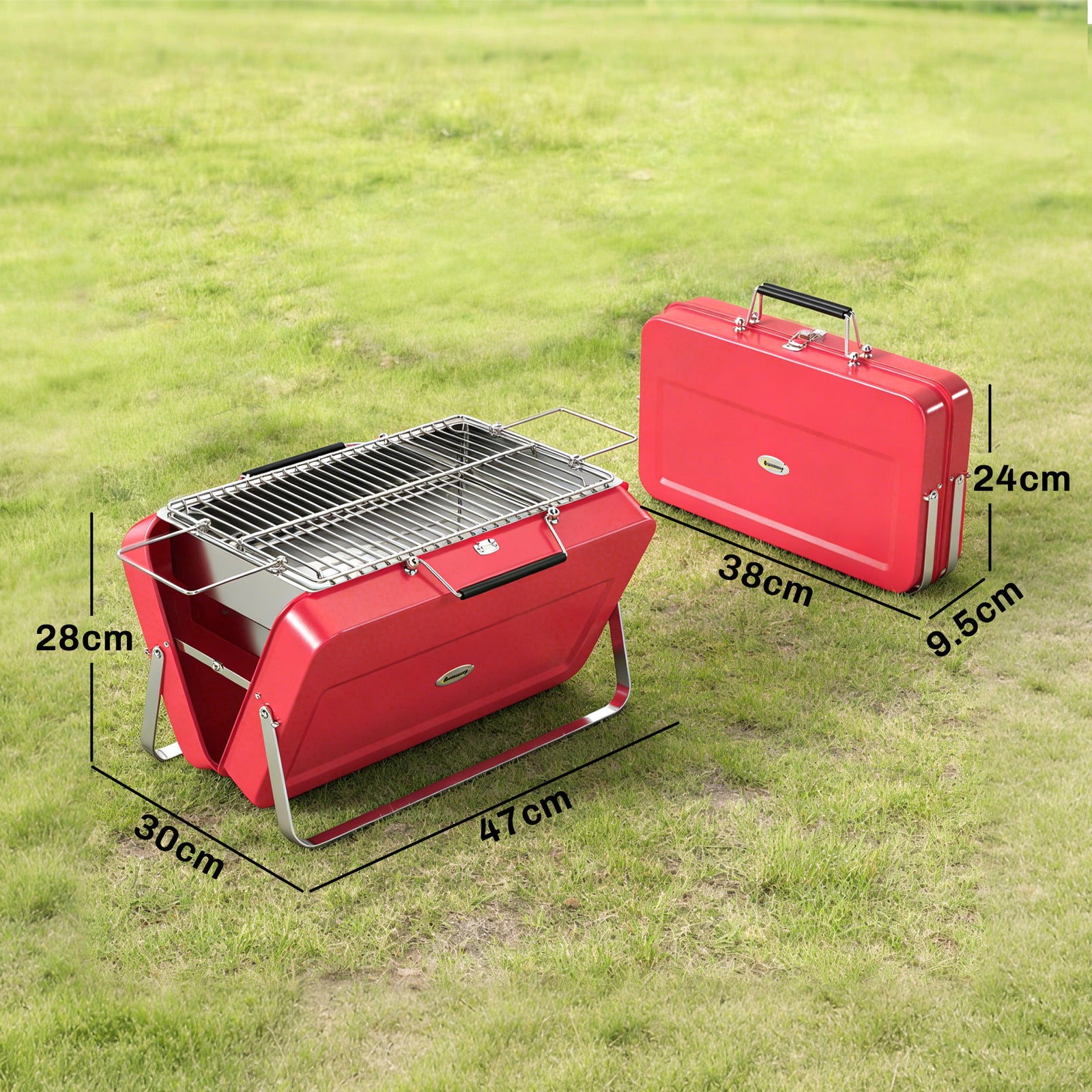 Portable Mini Charcoal Barbecue Grill with Suitcase Shell, Outdoor Fol