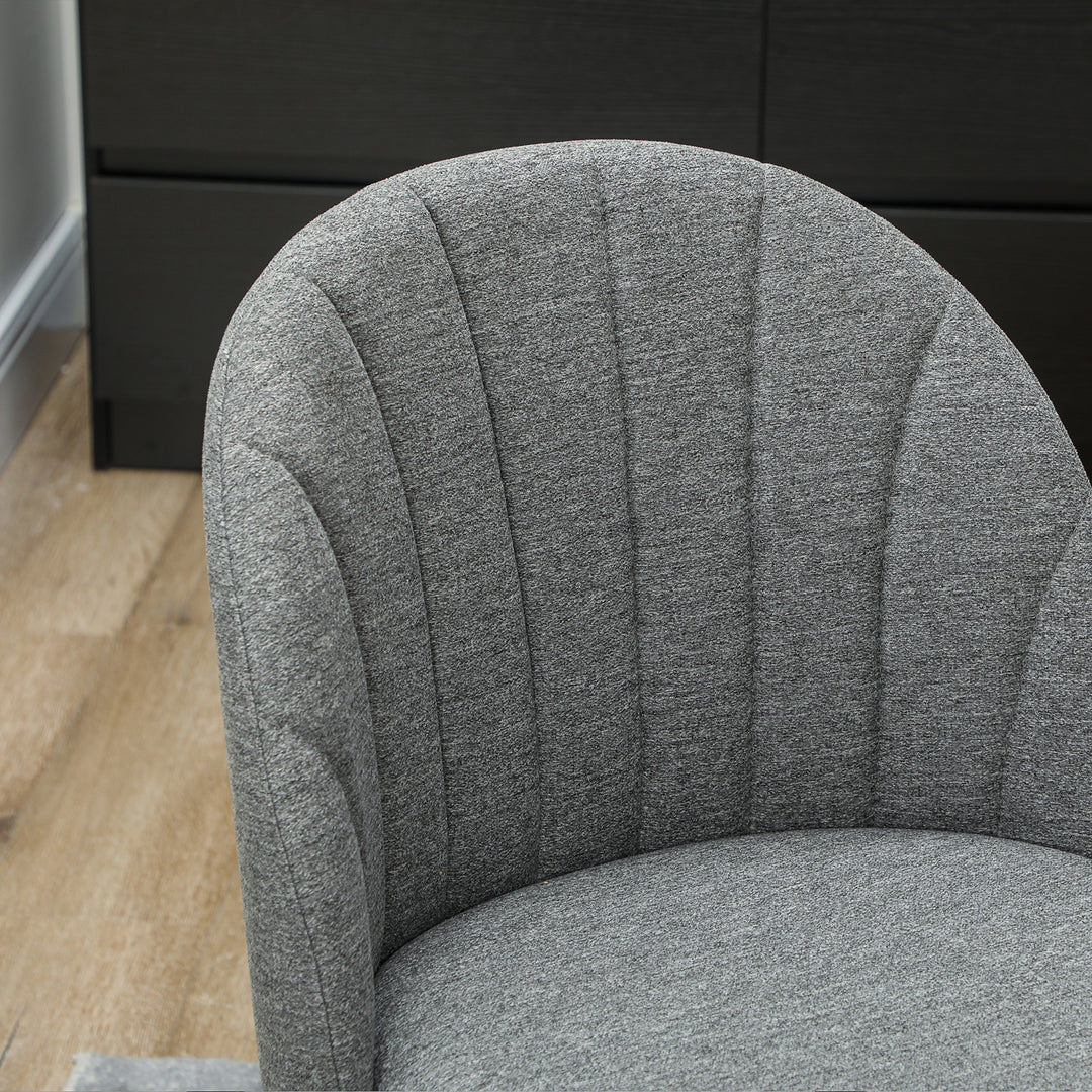 Dining Chairs Set of 2, Modern Upholstered Kitchen Chairs with Metal Legs, Shell Backrest and Padded Seat for Dining Room, Bedroom, Living Room, Vanity, Grey