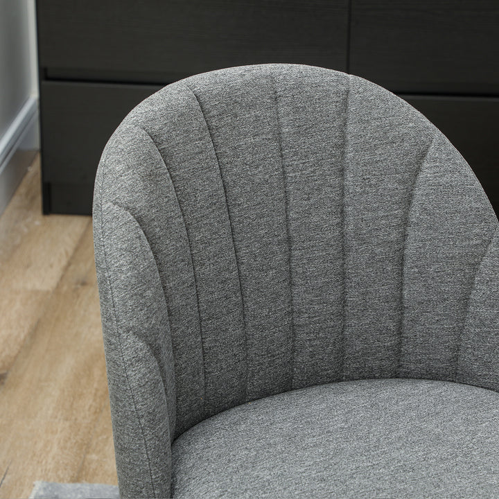 Dining Chairs Set of 2, Modern Upholstered Kitchen Chairs with Metal Legs, Shell Backrest and Padded Seat for Dining Room, Bedroom, Living Room, Vanity, Grey