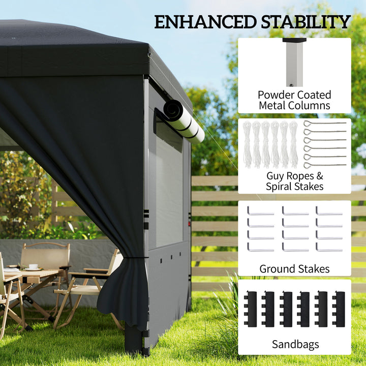 3 x 6 m Pop Up Canopy with UV50+ Protection Garden Gazebo with 6 Sidew