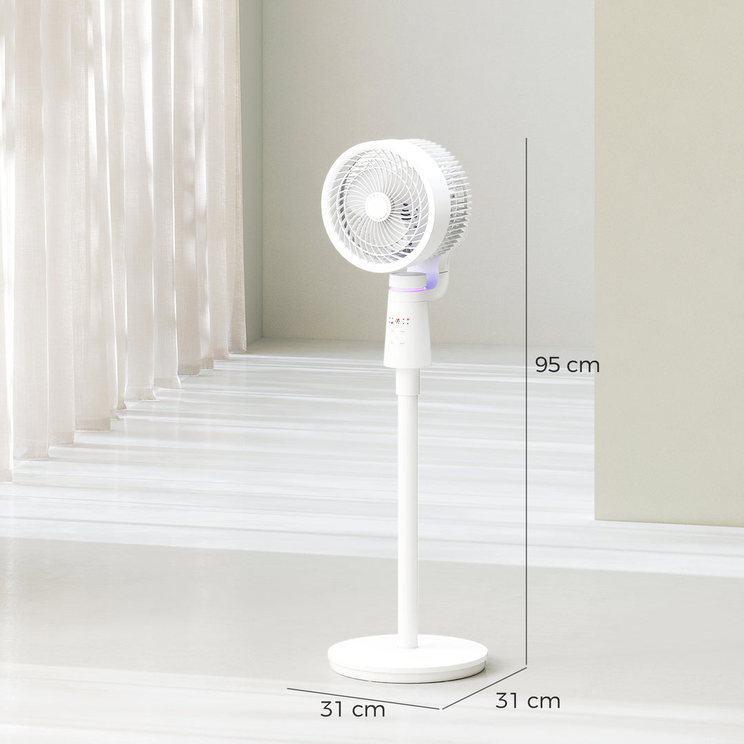 Pedestal Air Circulation Fan with Oscillating, Light Off, White
