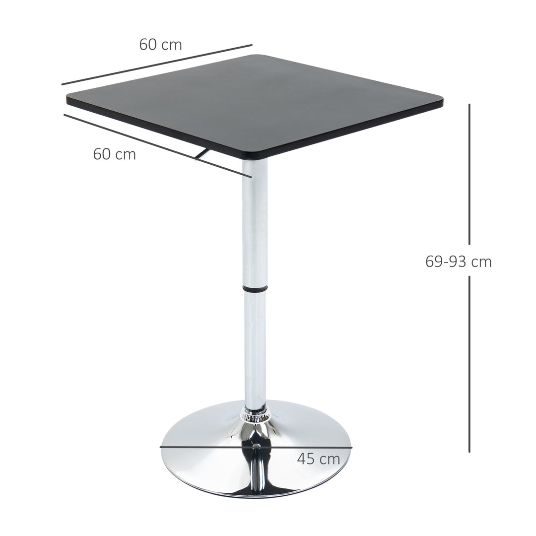 HOMCOM Modern Height Adjustable Counter Bar Table with 360° Swivel Tabletop and Electroplating Metal Base, Bistro Table, Black and Silver | Aosom UK