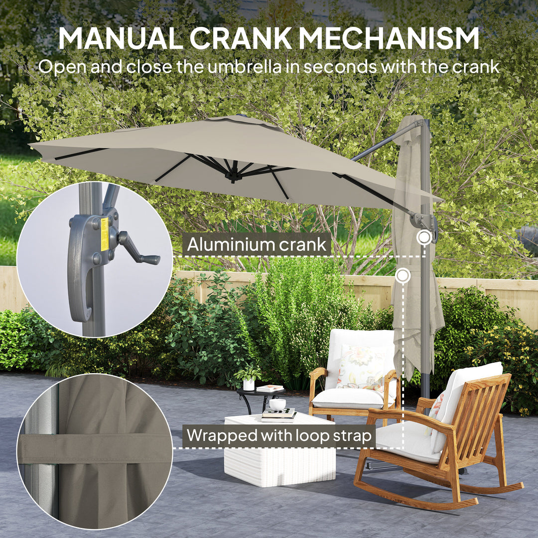 3 m Five-Angle Cantilever Parasol - Light Grey