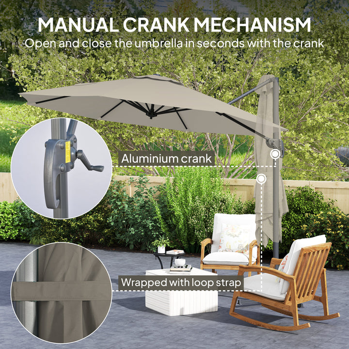 3 m Five-Angle Cantilever Parasol - Light Grey