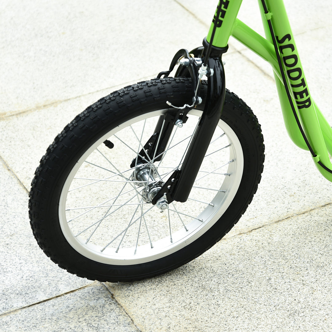 MCL Kick Scooters for Kids with Adjustable Height, Anti-Slip Deck, Dual Brakes, Rubber Tyres, for Boys and Girls Aged 5+ Years Old - Green