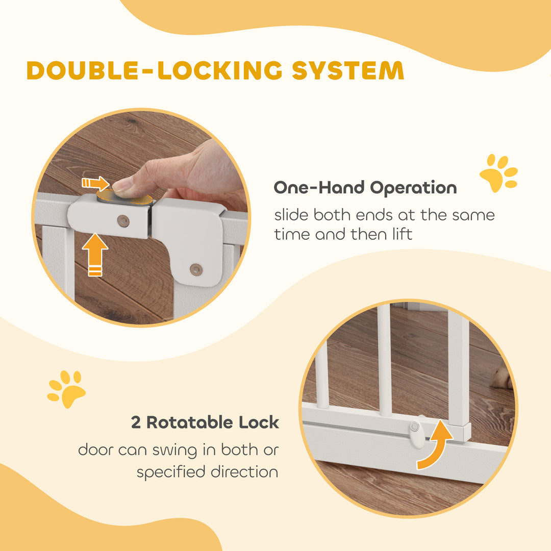 Wide Dog Safety Gate, with Door Pressure, for Doorways, Hallways, Staircases - White