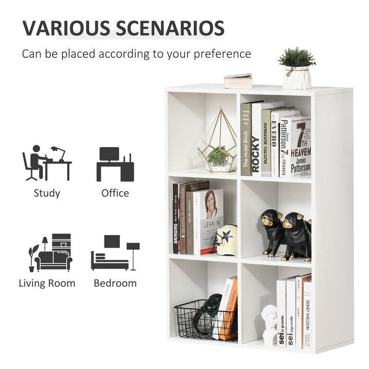 HOMCOM Six-Cube Bookcase - White Wood Effect