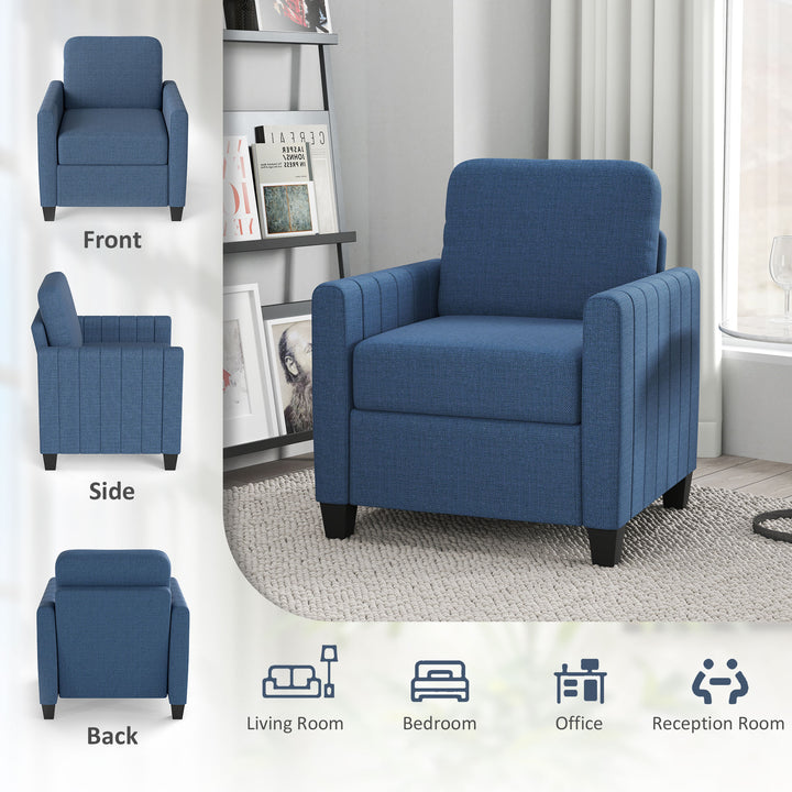 Modern Boxy Linen-Look Armchair - Blue