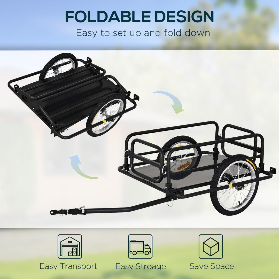 Bike Cargo Trailer in Steel Frame Extra Bicycle Storage Carrier with Hitch-Black