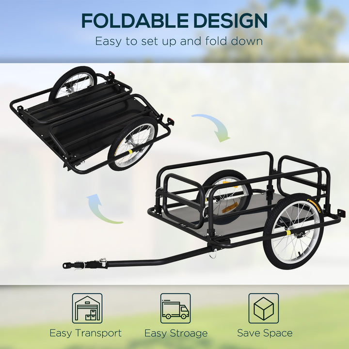 Bike Cargo Trailer in Steel Frame Extra Bicycle Storage Carrier with Hitch-Black