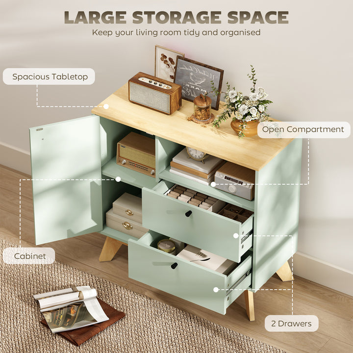 Sideboard Storage Cabinet, 80 cm Buffet Cabinet with 2 Drawers, Open C