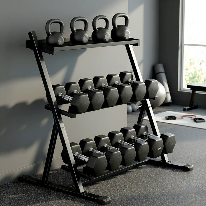 3-Tier Adjustable Dumbbell Rack, Heavy-Duty Weight Rack for Dumbbells,