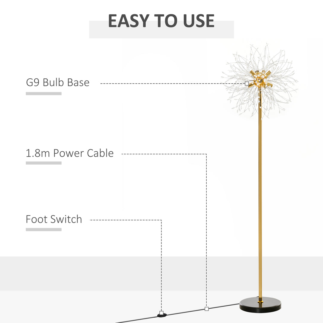 HOMCOM Modern Floor Lamp, Tall Standing Lamp with Dandelion-like Lampshade for Living Room | Aosom UK