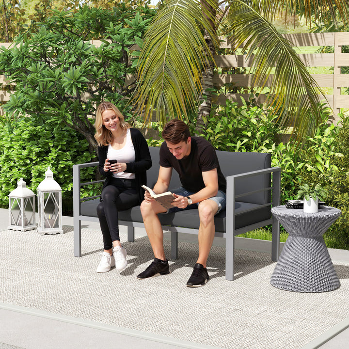 Two-Seater Aluminium Garden Sofa - Grey