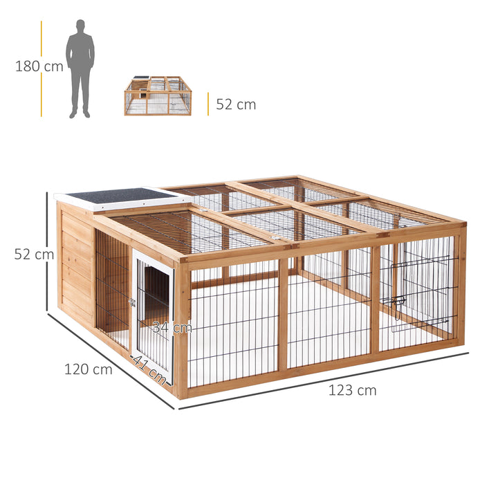 Rabbit Hutch Outdoor, Guinea Pig House, Bunny Run Cage with Openable T