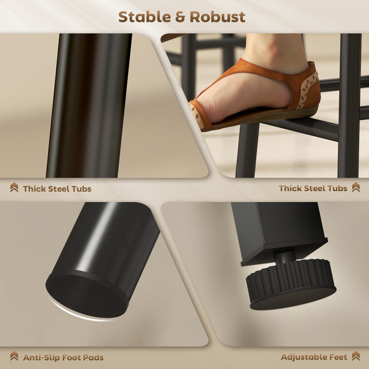 3 Pieces Dining Room Set, 2 Round Stools with Footrest, 6-Tier Dining 