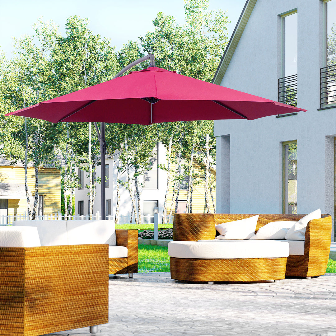 3m Water Resistant Terylene Hanging Parasol Wine Red