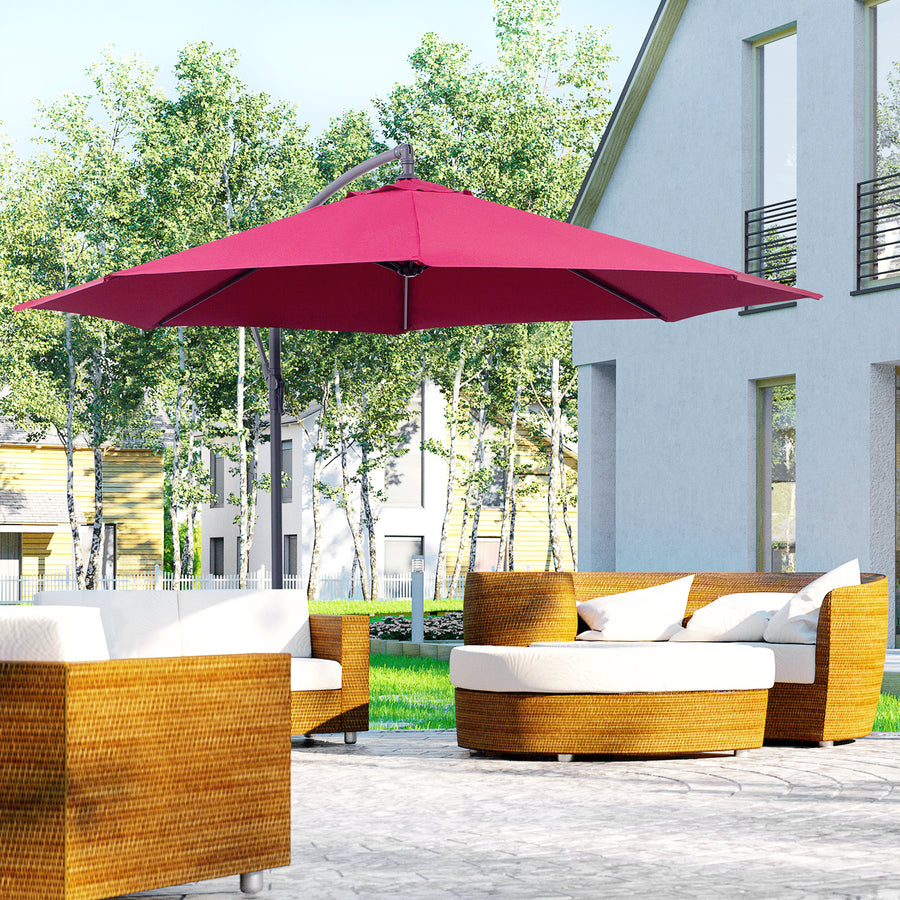 3m Water Resistant Terylene Hanging Parasol Wine Red
