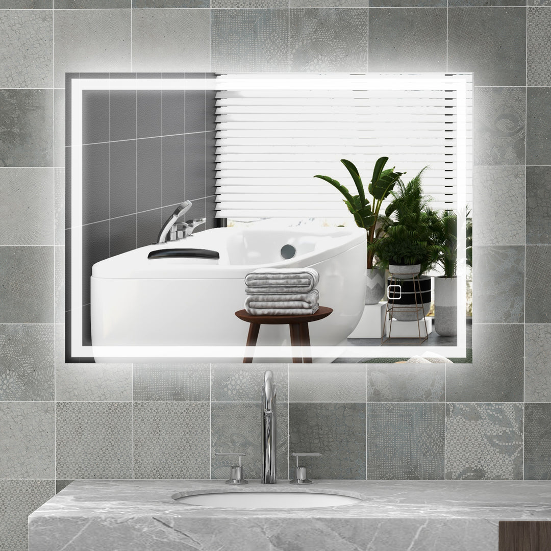 70 x 50cm LED Bathroom Mirror with Lights, Dimmable Makeup Mirror, Vanity Mirror with 3 Colour, Smart Touch, Anti-Fog