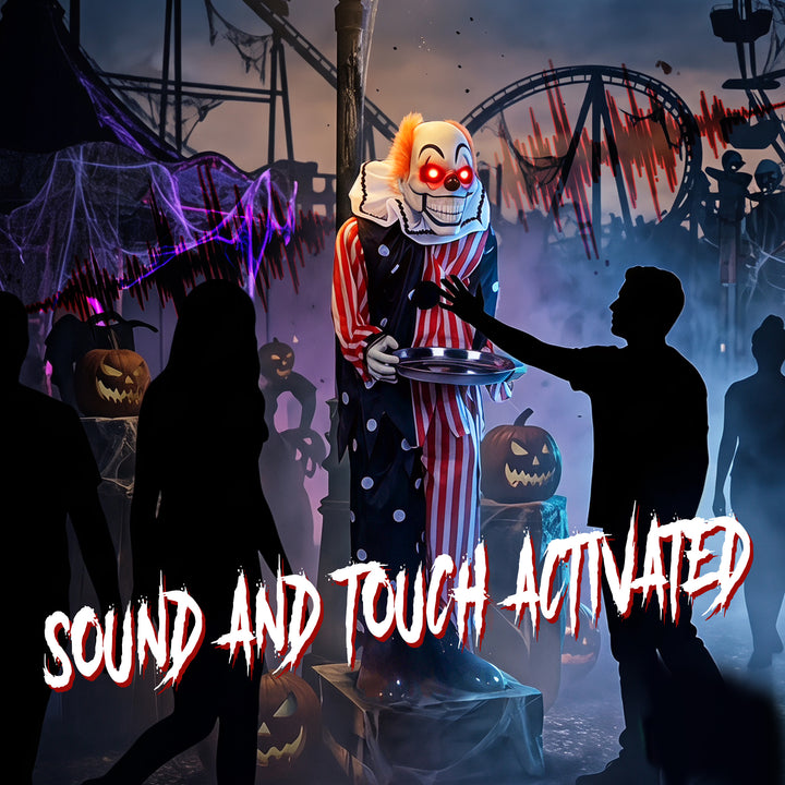 Animated Clown Halloween Decoration, Scary Halloween Animatronics Deco