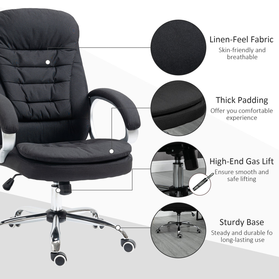 Office Chair Computer Chair Executive Office Chair with Height Adjustable, Comfortable Desk Chair for Home Office Fabric Black
