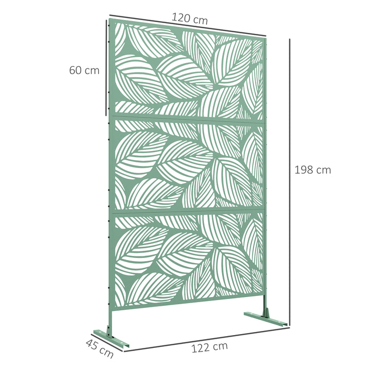 Metal Decorative Privacy Screen Outdoor Divider, Green Leaf