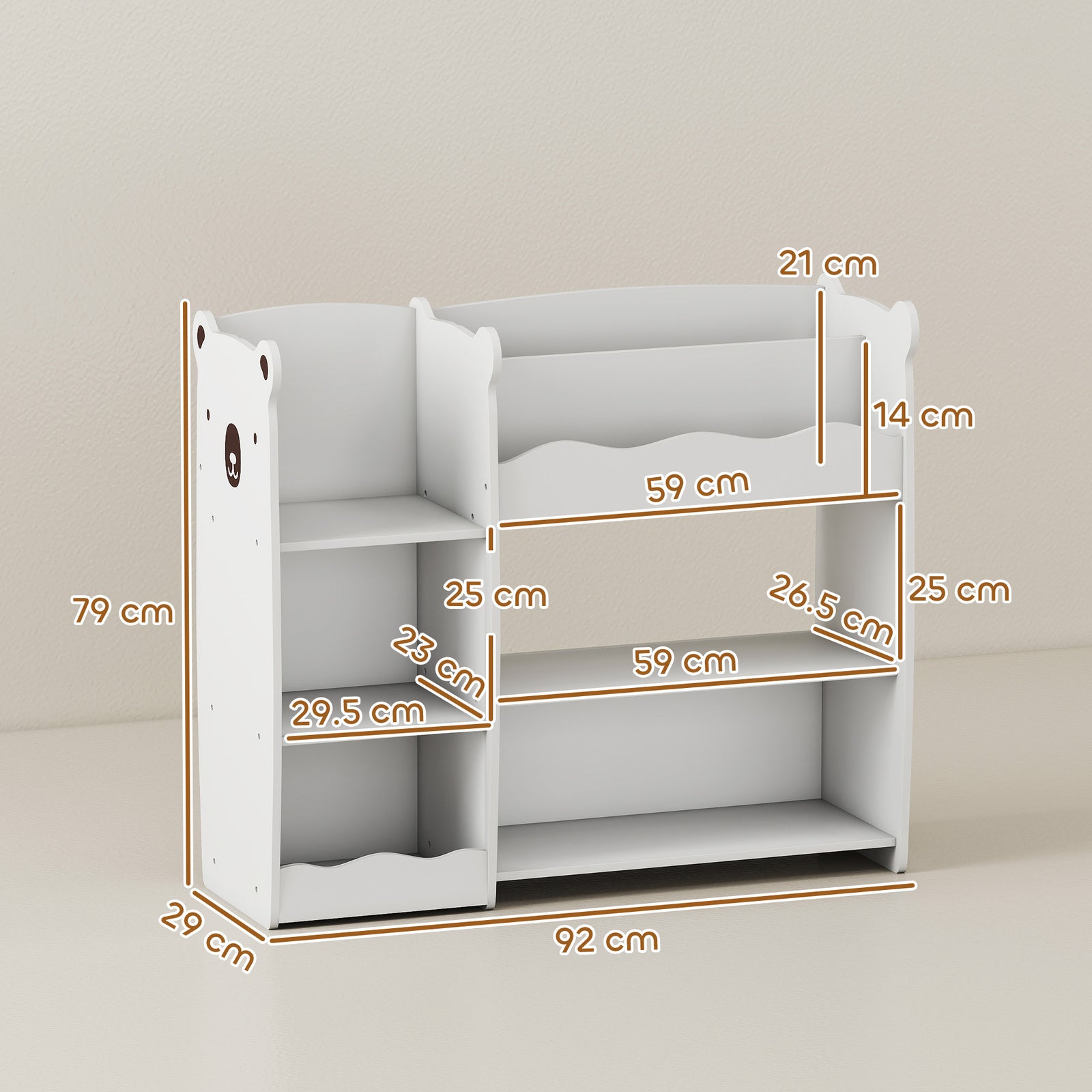 Kids Toy Storage Unit, Bear Design Kids Bookshelf and Toy Organiser, f