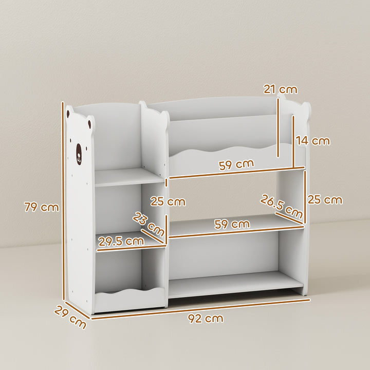 Kids Toy Storage Unit, Bear Design Kids Bookshelf and Toy Organiser, f