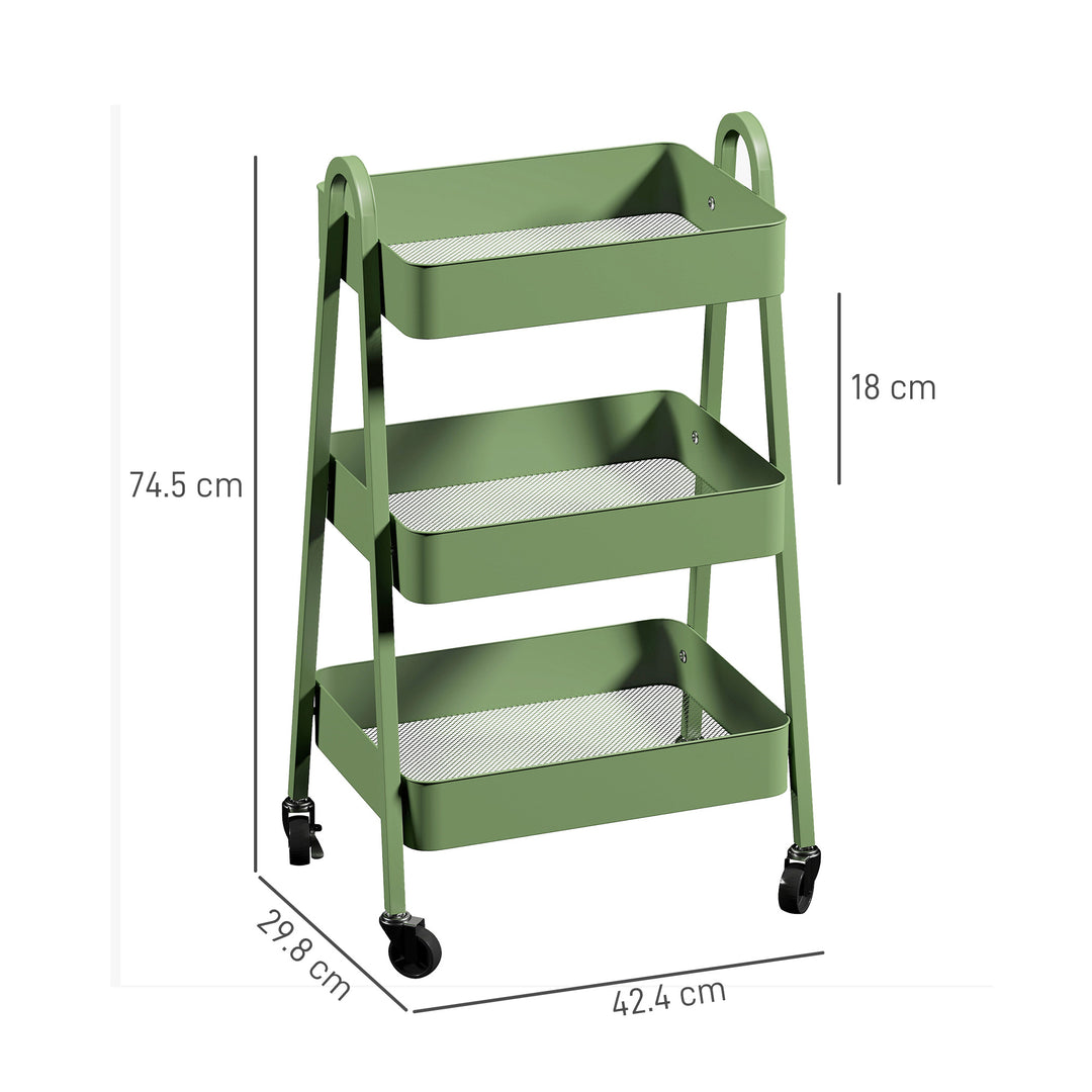 Three-Tier Storage Trolley - Green
