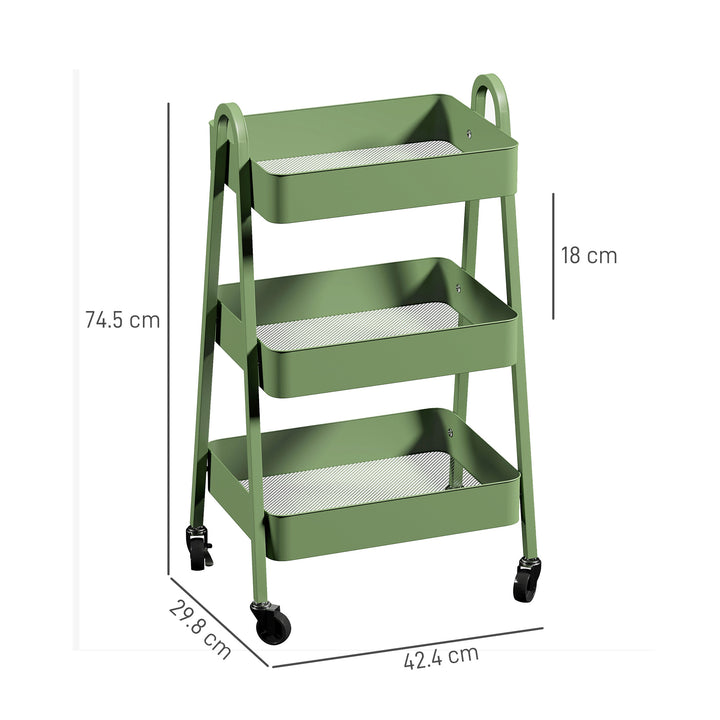 Three-Tier Storage Trolley - Green