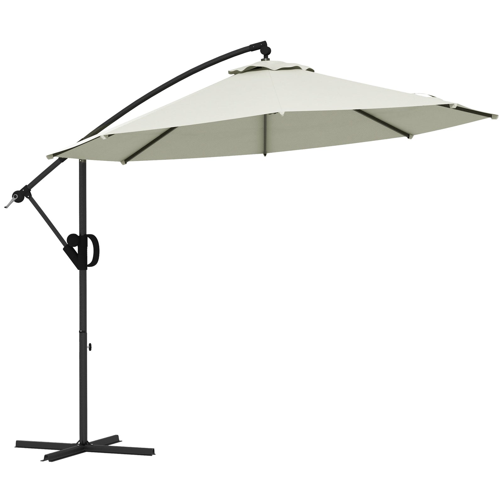 3(m) Offset Cantilever Parasol Umbrella, with Cross Base - Cream