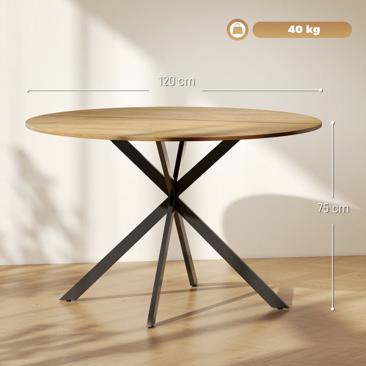 Dining Table for 4, 120 cm Industrial Kitchen Table with Wood Effect Tabletop and Steel Legs