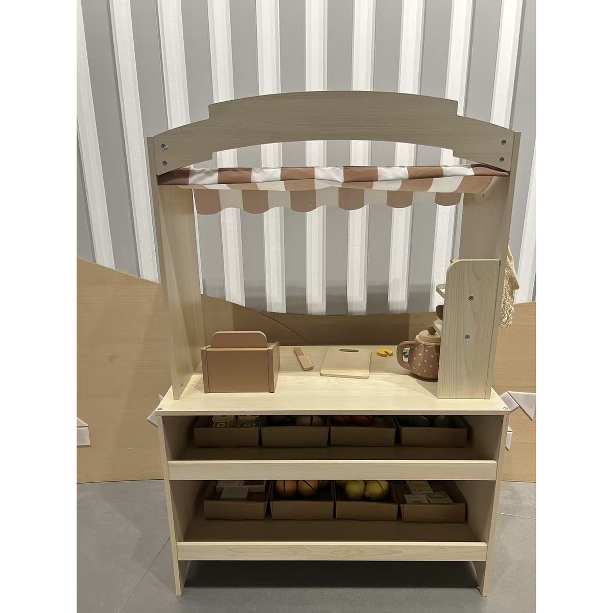 Pretend Play Shop, Wooden Kids Grocery Store Playset with Play Food - view 2