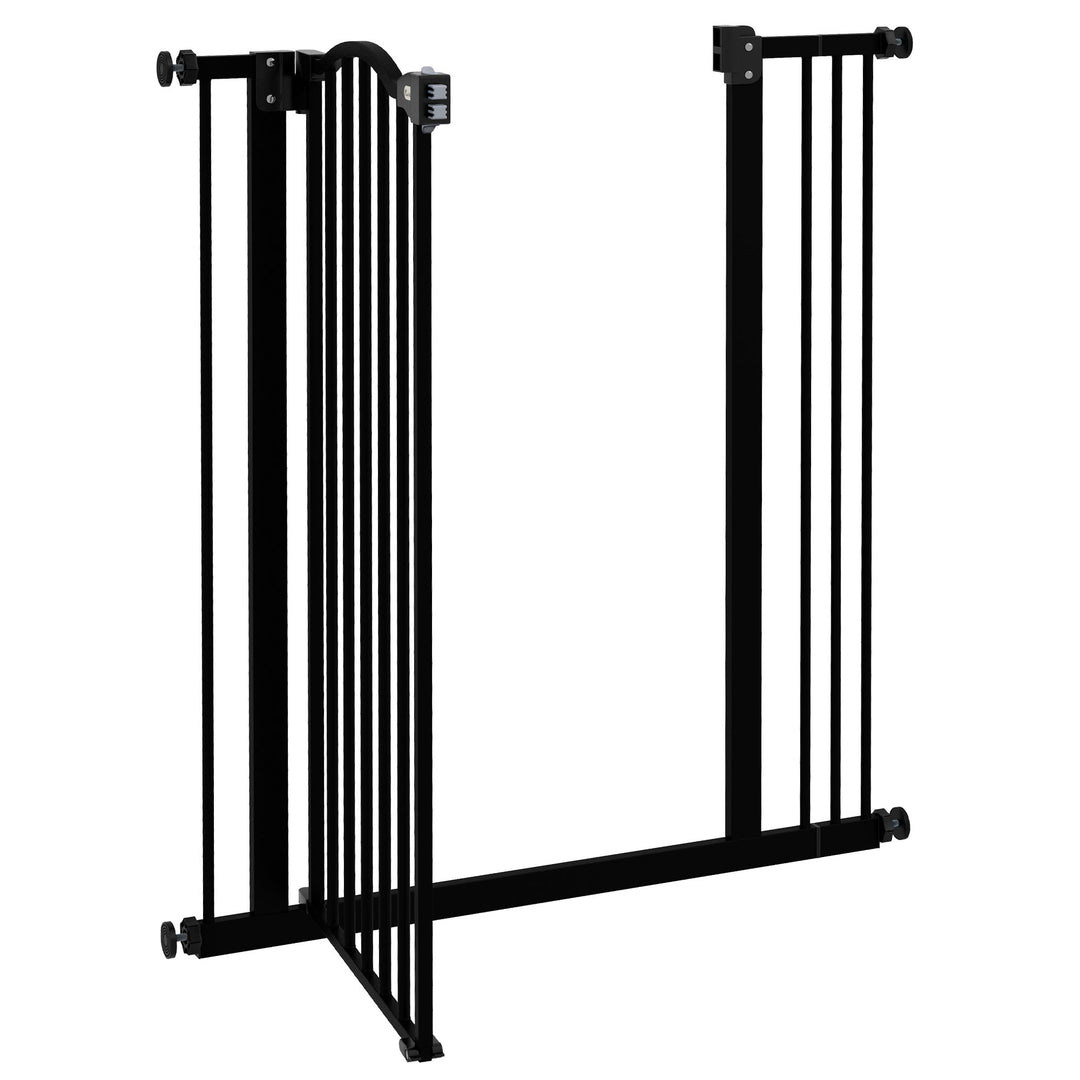 PawHut Safety Pet Gate, Metal Dog Fence, Adjustable 74-87cm, Foldable Design, Sleek Black | Aosom UK