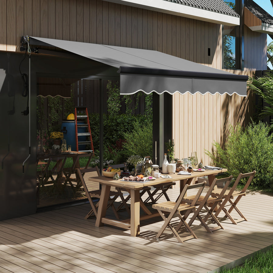 2.5 x 2m Electric Awning with Remote Controller, Aluminium Frame DIY Retractable Awning, UV30+ Sun Shade Canopy for Garden Patio Deck Door Window, Dark Grey