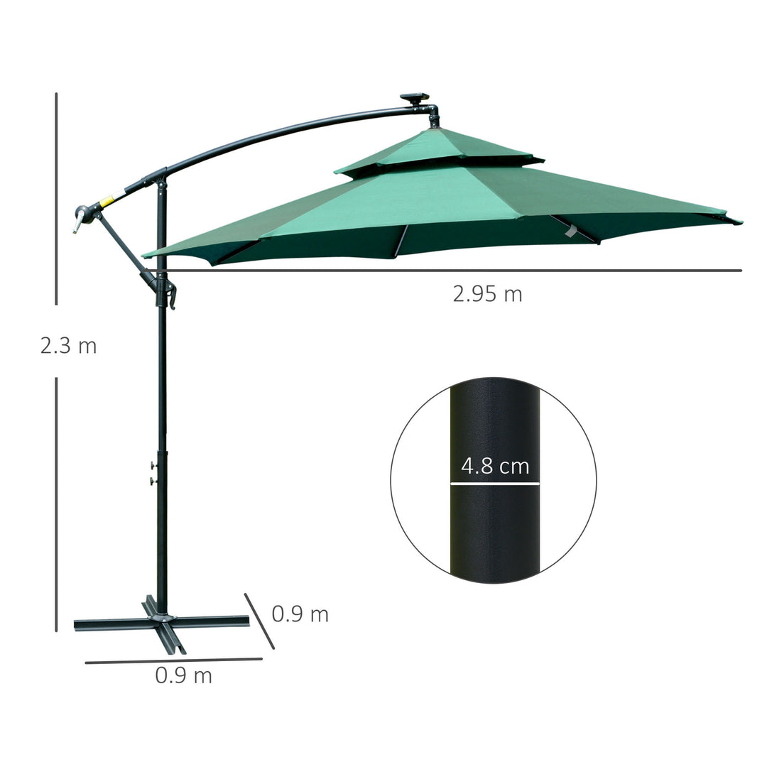 3m LED Light Overhanging Parasol - Green