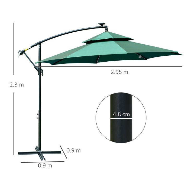 3m LED Light Overhanging Parasol - Green