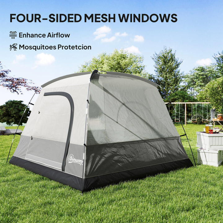 3-4 Person Camping Tent, Easy Set Up 3-4 Man Tent w/ Sewn-in Groundshe