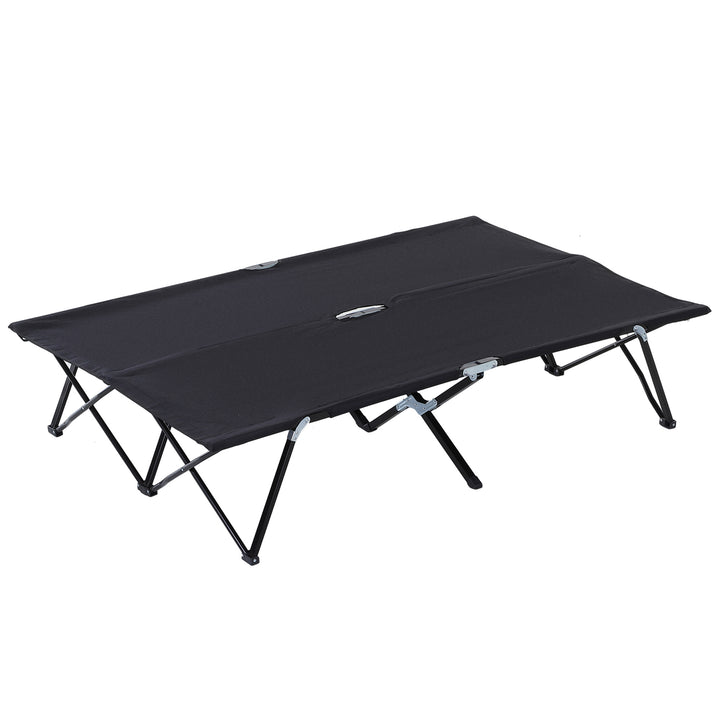 Double Camping Cot Bed, with Bag - Black