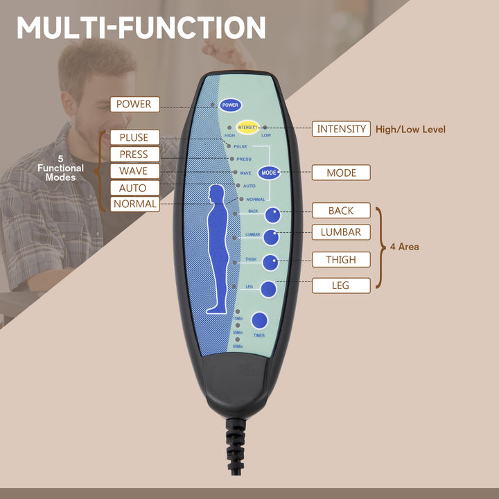 MCL Office Chair with 6-Point Maaage, PU Desk Chair with Padded Seat and Armrest, Computer Chair with Tilt Function for Home, Brown
