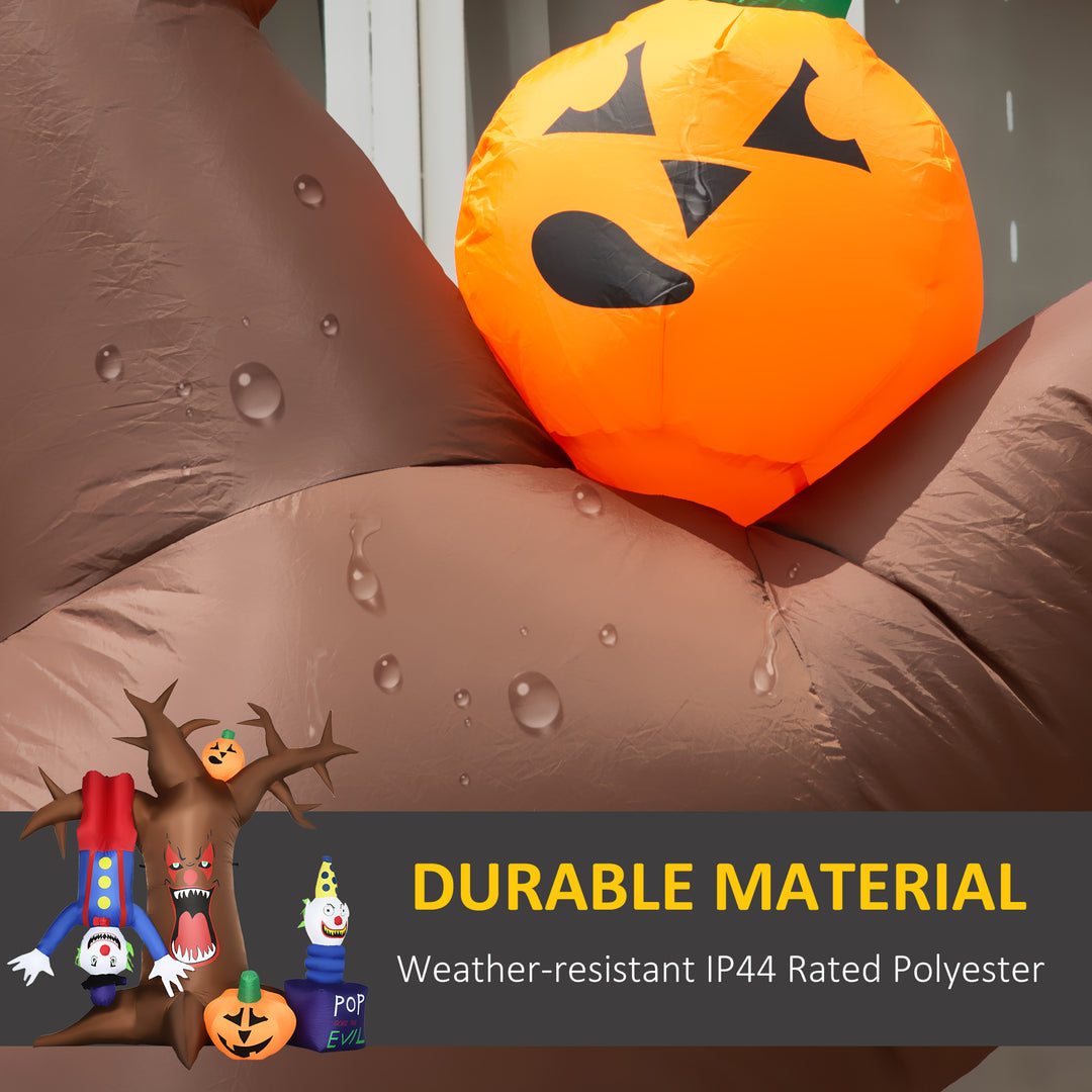 7ft Inflatable Halloween Ghost Tree with Upside-down Clown Pumpkins, Blow-Up Outdoor LED Display for Lawn, Garden, Party