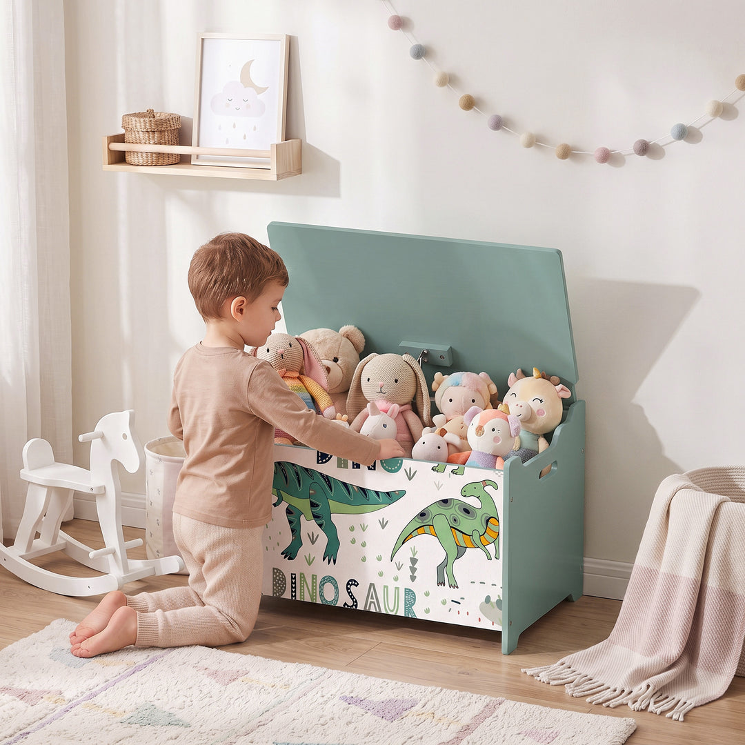 Storage Chest, Wooden Toy Chest with Lid, Flip-Top, Security Hinges - view 2